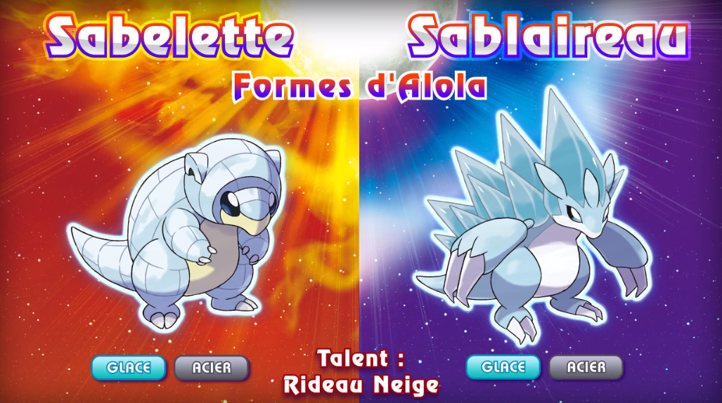 Pokémon Soleil et Lune : Sabelette et Sablaireau d'Alola